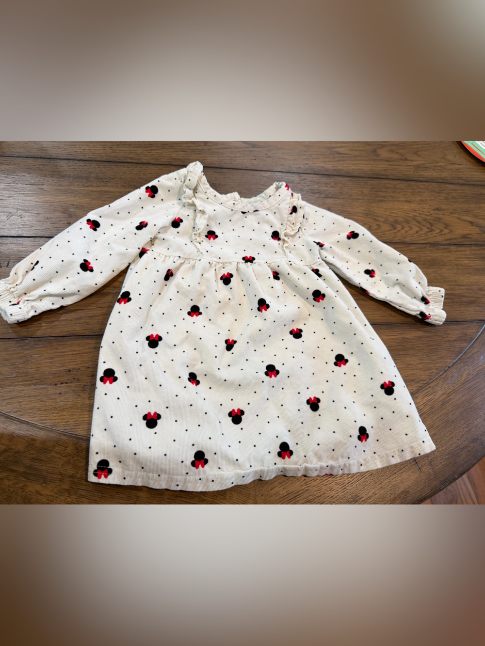 Disney Baby Cream dress with Red and Black Minnie Dot Print
